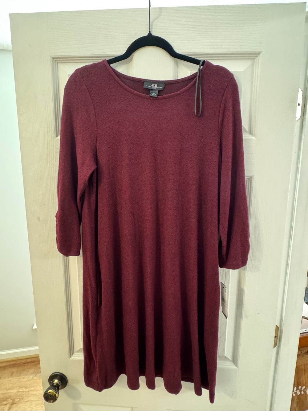 AGB Burgundy Knit Midi Swing Dress
